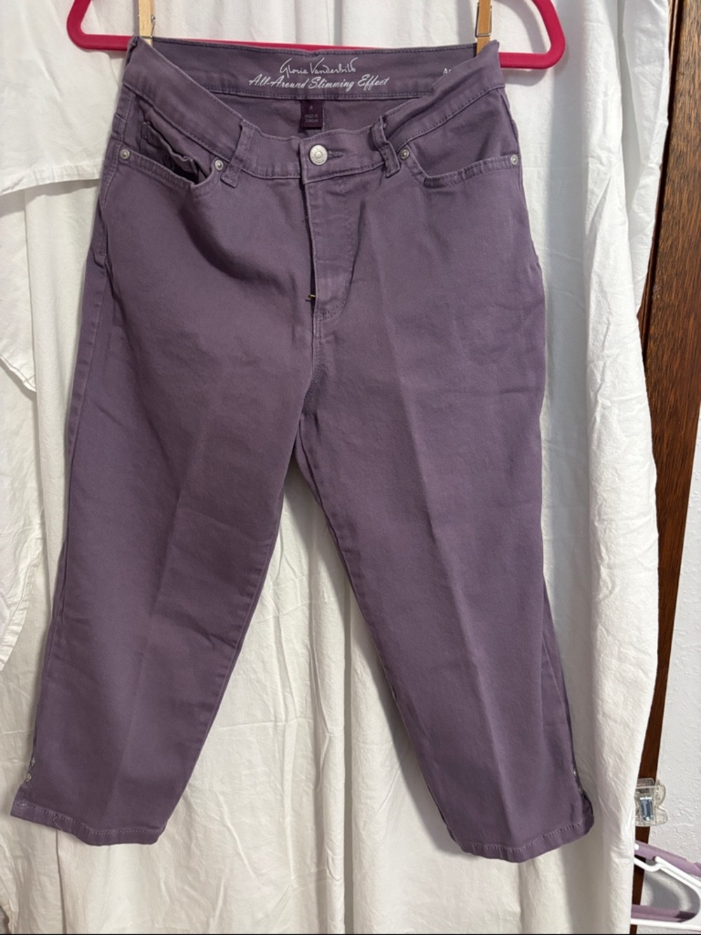 Gloria Vanderbilt Mauve High-Rise Cropped Jeans